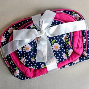 Lord & Taylor 3-Pc. Floral Cosmetic Bag Set